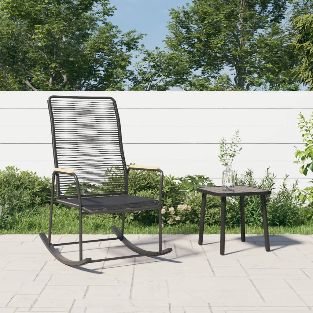 Patio Rocking Chair Black 23.2x31.3x40.9 PVC Rattan – Bostome