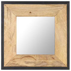 Square mango wood mirror, 19.7x19.7 inches, with natural wood frame.