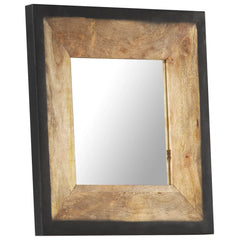 Square mango wood mirror, 19.7x19.7 inches, with black wood frame.