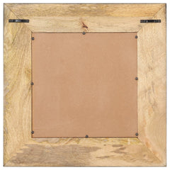 Square mirror with solid mango wood frame, natural finish, 19.7 by 19.7 inches.
