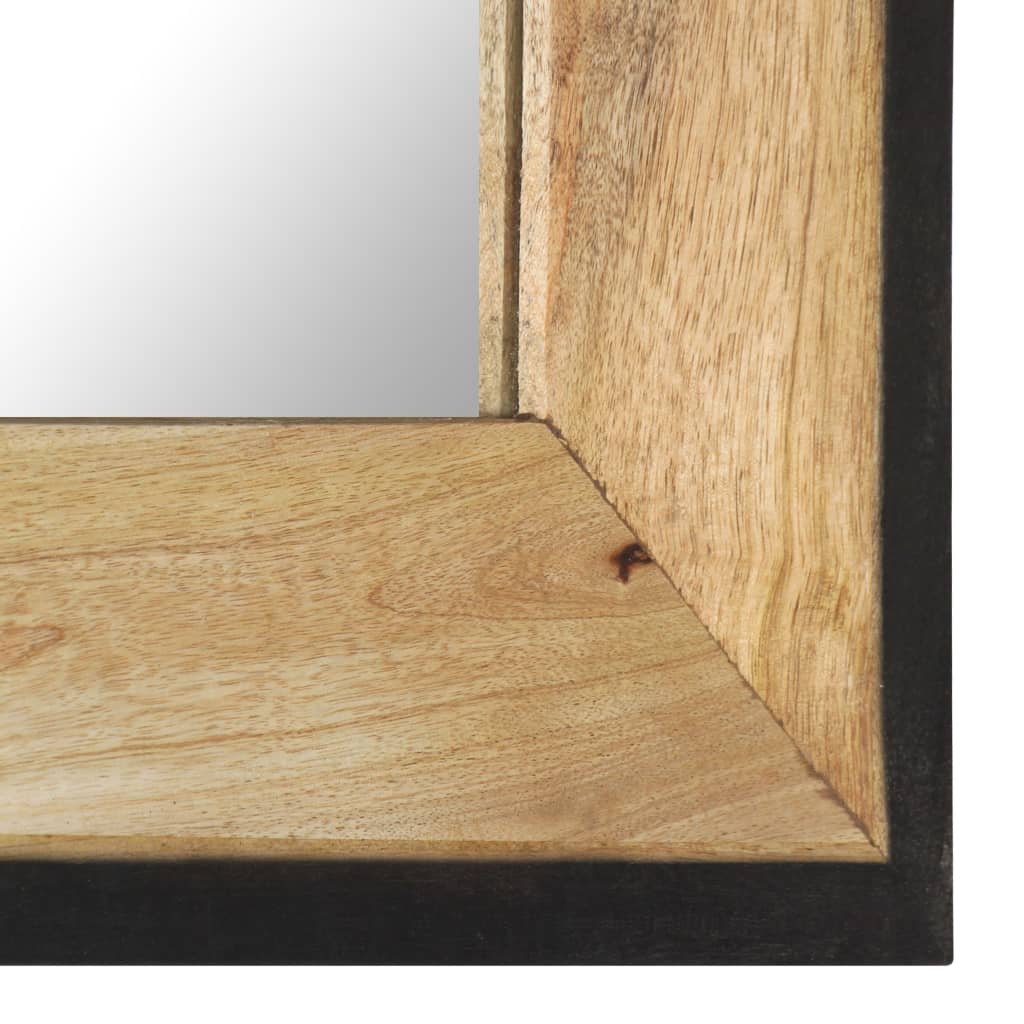 Square solid mango wood mirror, 19.7x19.7 inches, with natural wood frame.