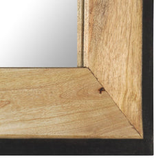 Square solid mango wood mirror, 19.7x19.7 inches, with natural wood frame.