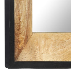 Rectangular solid mango wood mirror with natural finish, 43.3x19.7 inches.