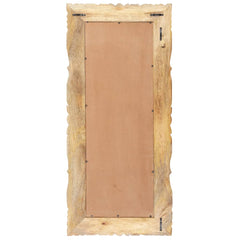 Hand-carved solid mango wood full-length mirror, 43.3 by 19.7 inches, with ornate frame.