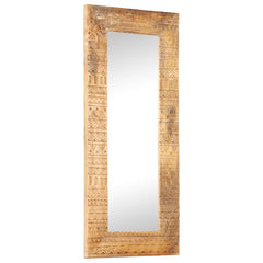 Tall rectangular hand-carved mango wood mirror with ornate frame.