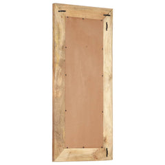 Hand-carved solid mango wood mirror, 43.3 by 19.7 by 1 inches, shown from the back.