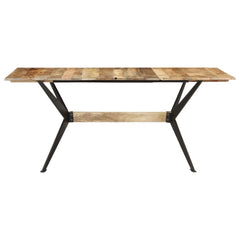 Dining Table Natural Wood Solid Mango Wood, Powder-Coated Steel
