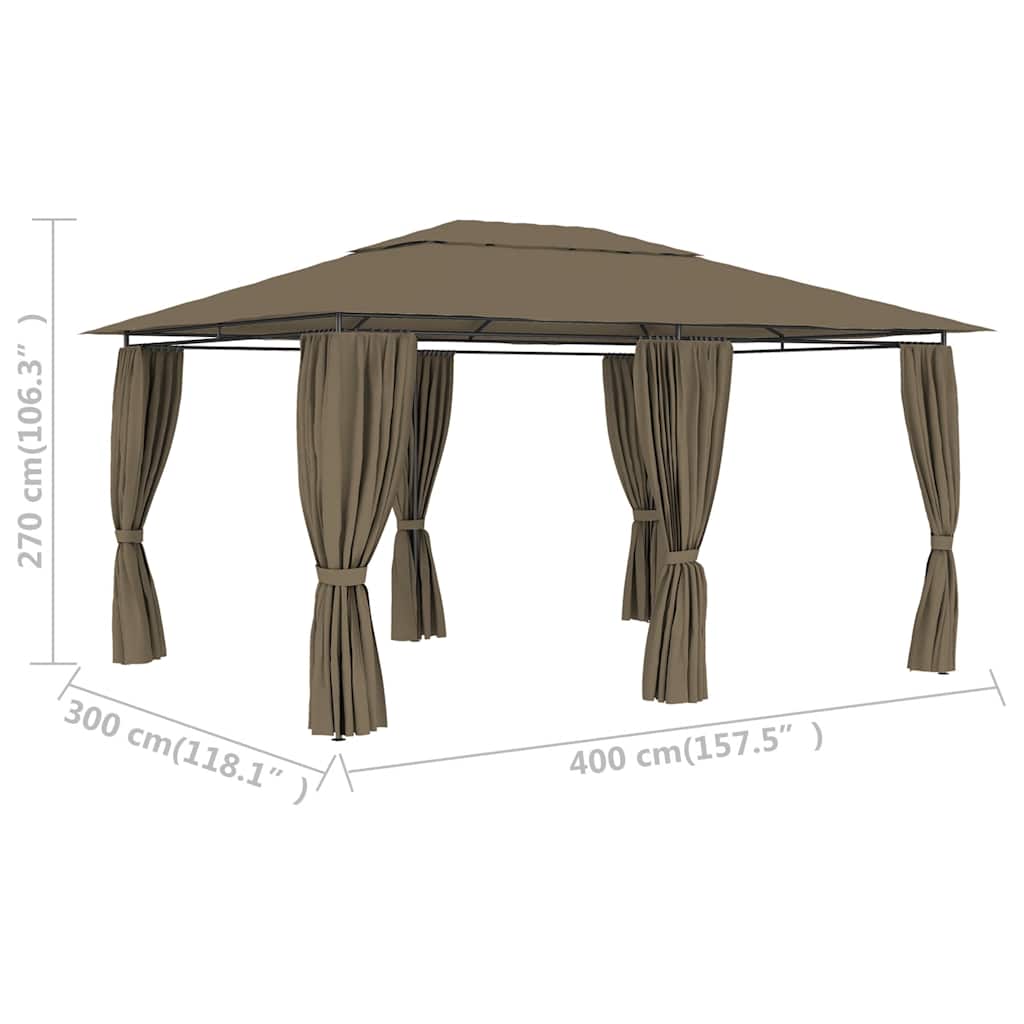 Garden Marquee with Curtains 13.1'x9.8' Taupe 0.6 oz/ft??