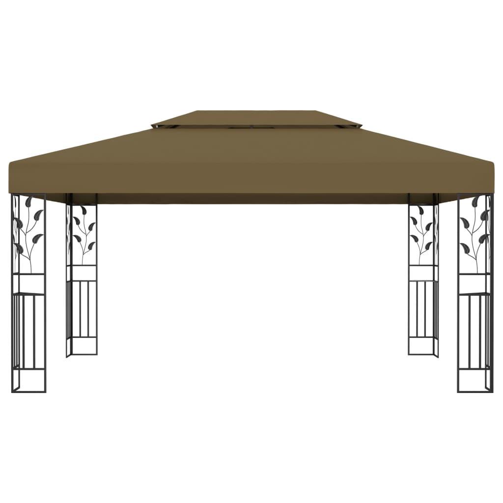 Gazebo with Double Roof 9.8'x13.1' Taupe 0.6 oz/ft??