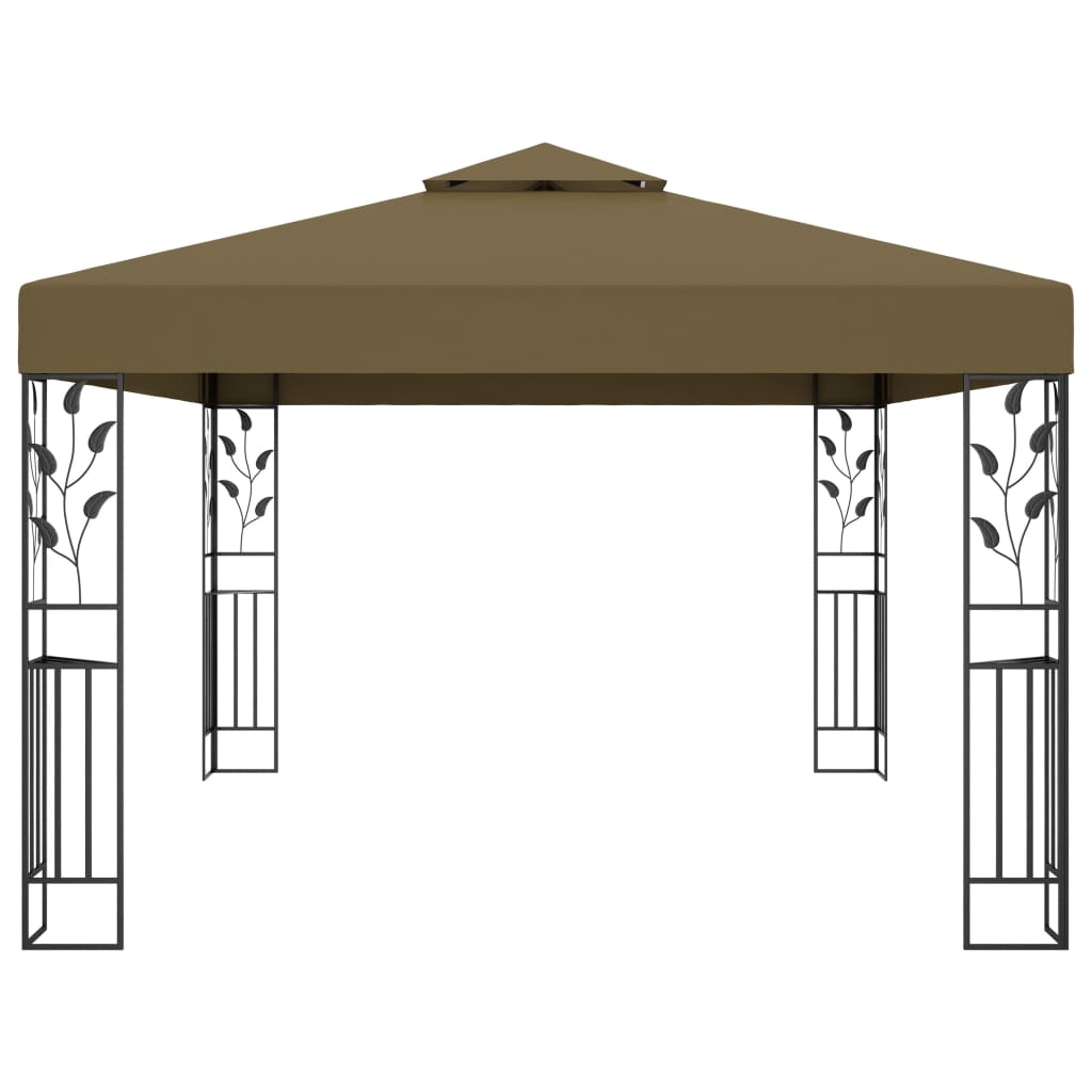 Gazebo with Double Roof 9.8'x13.1' Taupe 0.6 oz/ft??