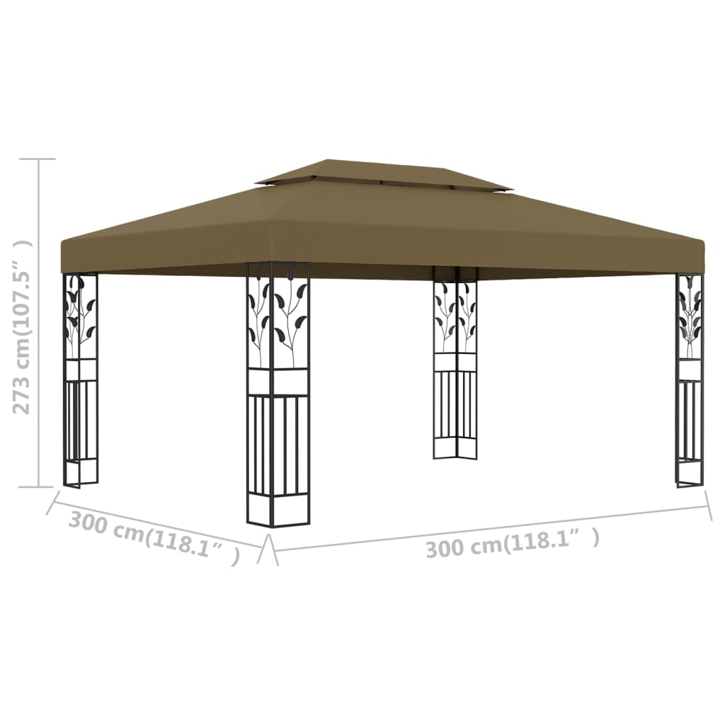 Gazebo with Double Roof 9.8'x13.1' Taupe 0.6 oz/ft??
