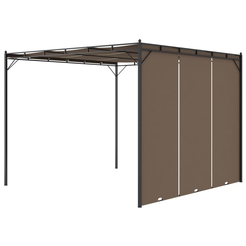 Garden Gazebo with Side Curtain 9.8'x9.8'x7.4' Taupe