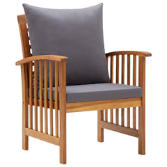 Garden Chair Set of 2 Dark grey, Natural wood Solid acacia wood