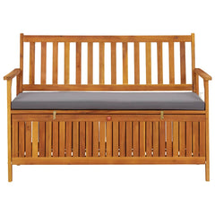 Storage Bench Dark grey seat cushion, Natural wood