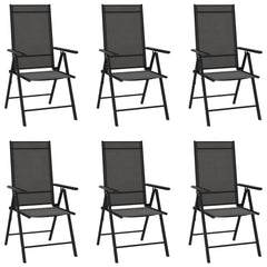 Garden Chair Set of 6 Black Aluminum Standard Foldable