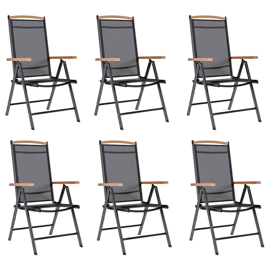 Garden Chair Set of 6 Black Plywood Standard Foldable