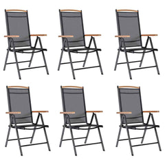 Garden Chair Set of 6 Black Plywood Standard Foldable