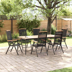 Garden Chair Set of 6 Black Plywood Standard Foldable