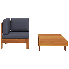 Wooden Lounge Set Natural wood, Dark grey cushions