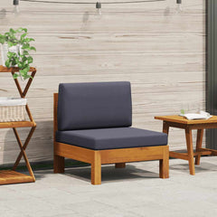 Wooden Sofa Dark Grey Solid Acacia wood, Fabric (100% polyester)