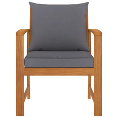 Garden Chair Set of 2 Dark Grey Cushions, Natural Wood
