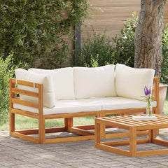 Corner Sofa Cream white Solid acacia wood Standard two-seater