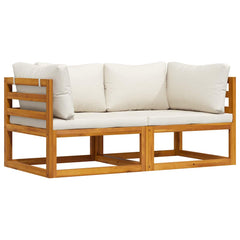 Corner Sofa Cream white Solid acacia wood Standard two-seater