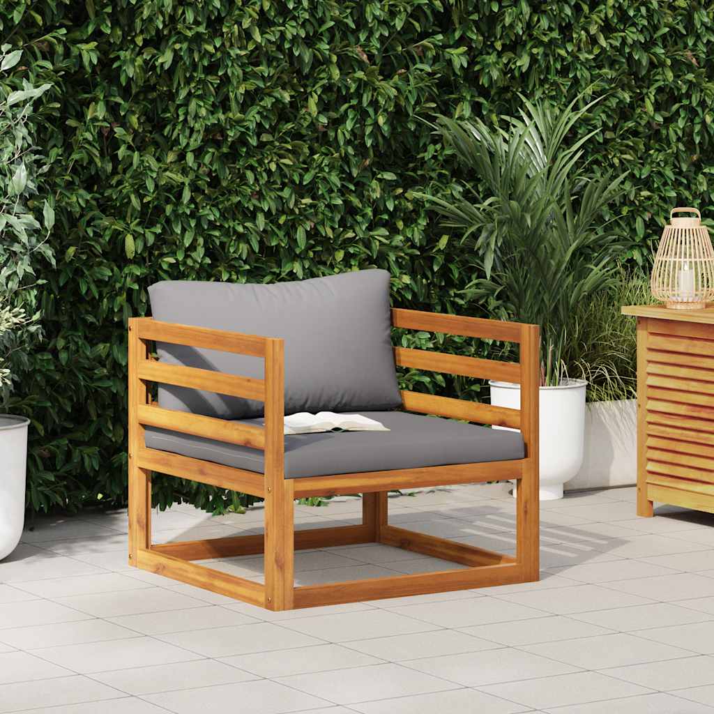 Wooden Chair Dark Grey, Natural Wood Solid Acacia Wood Standard