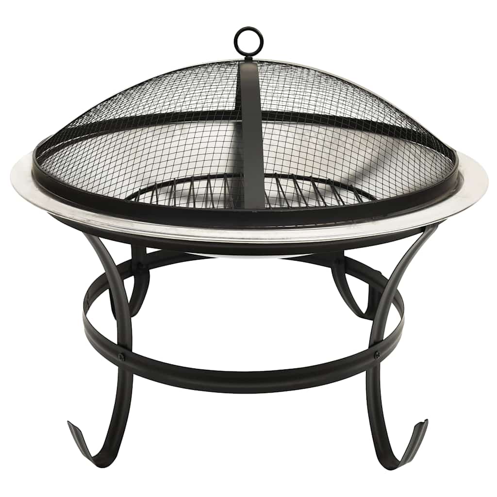 2-in-1 Fire Pit and BBQ with Poker 22x22x19.3 Stainless Steel