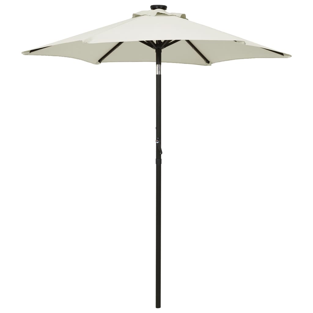 Garden Parasol Sand and Dark Gray Polyester Fabric, Aluminum