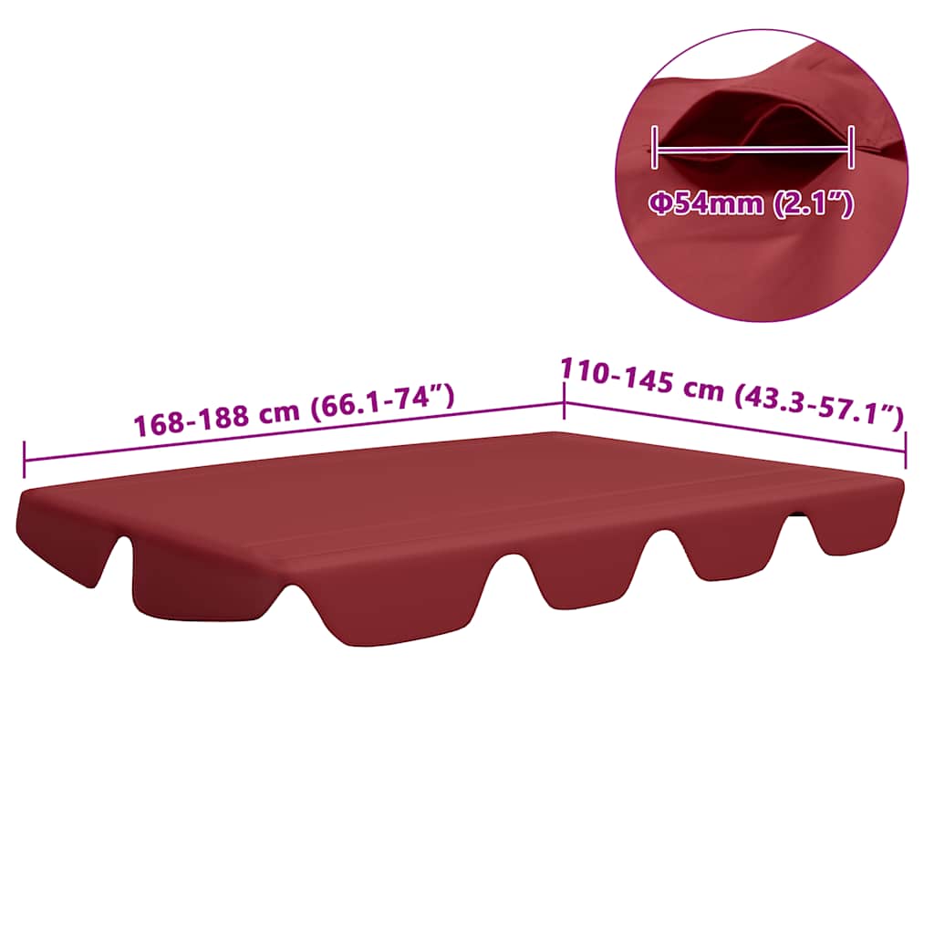 Replacement Canopy for Garden Swing Wine Red 74/66.1x57.1/43.3