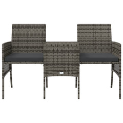 Patio Sofa Set Grey PE rattan 2 Seater Removable Covers