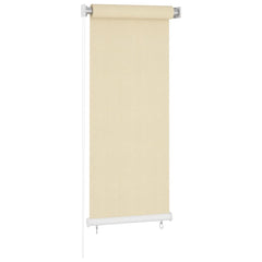 Cream-colored HDPE outdoor roller blind measuring 23.6 by 55.1 inches.
