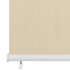 Cream-colored HDPE outdoor roller blind, 23.6x55.1 inches, with white roller and cordless pull.