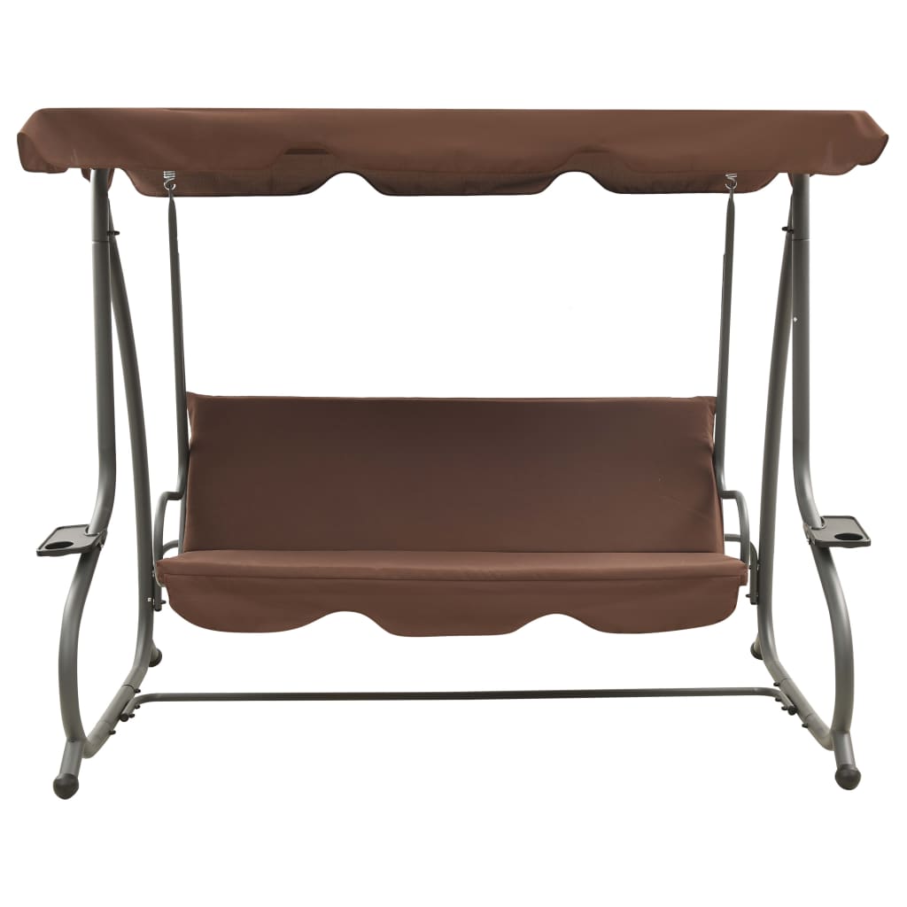 Outdoor Swing Bench with Canopy Coffee
