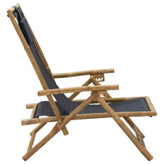 Relaxing Chair Dark grey Bamboo, Polyester Medium