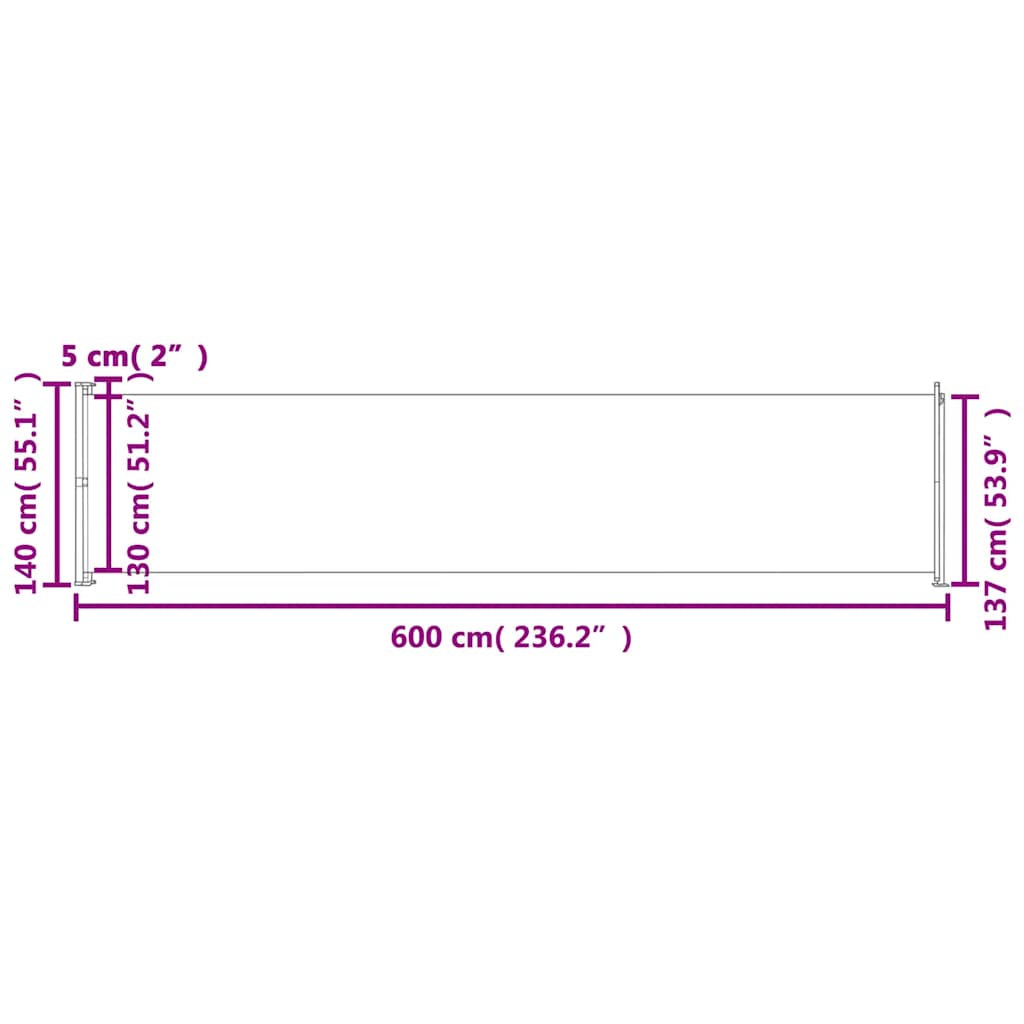 Patio Retractable Side Awning 55.1x236.2 Cream
