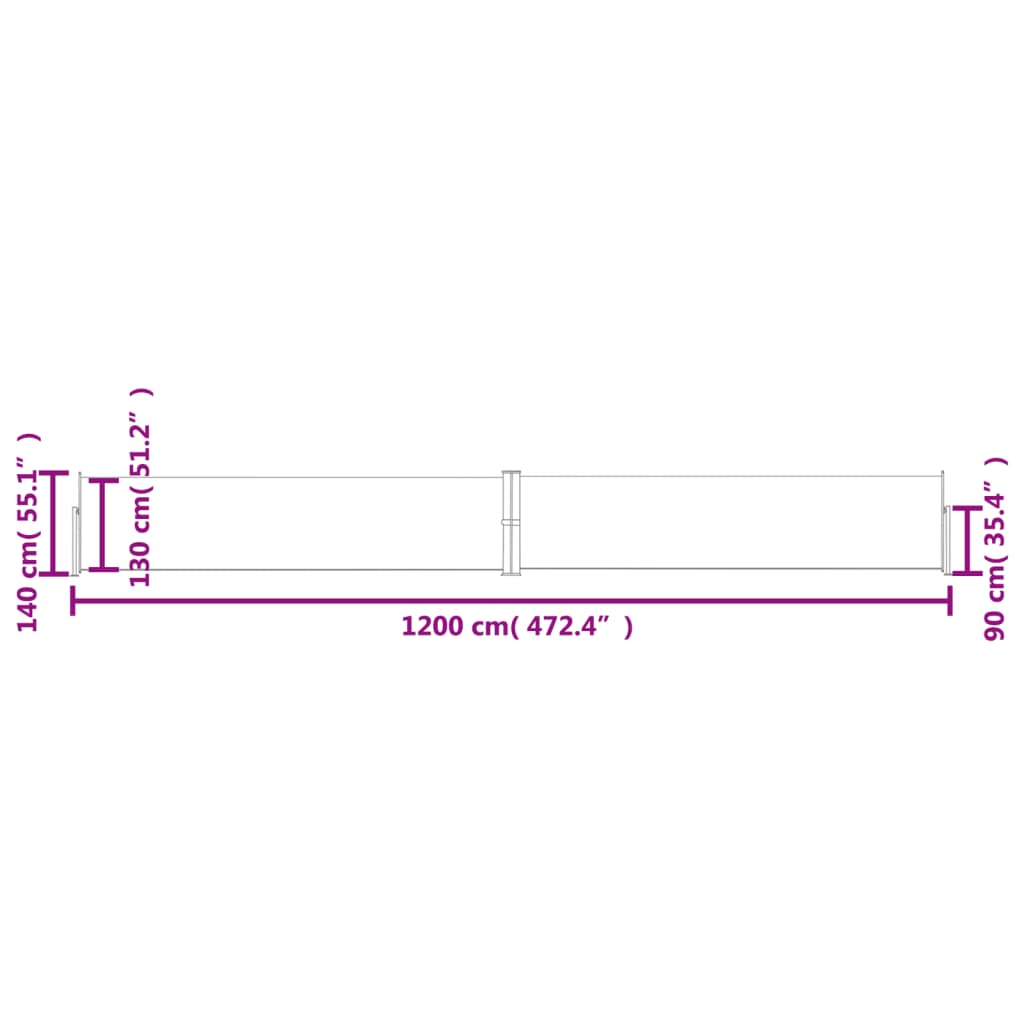 Patio Retractable Side Awning 55.1x472.4 Black