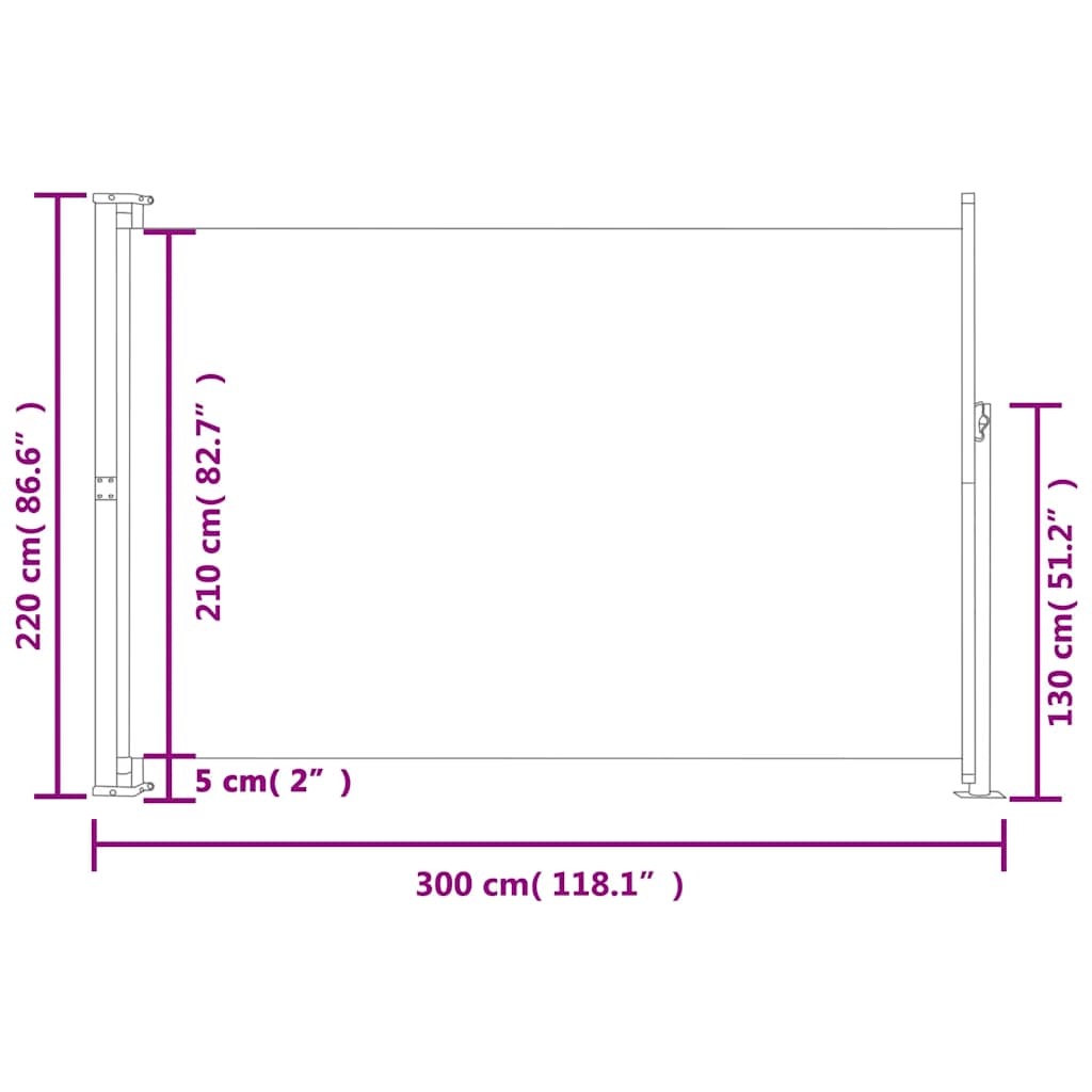 Patio Retractable Side Awning 86.6x118.1 Cream