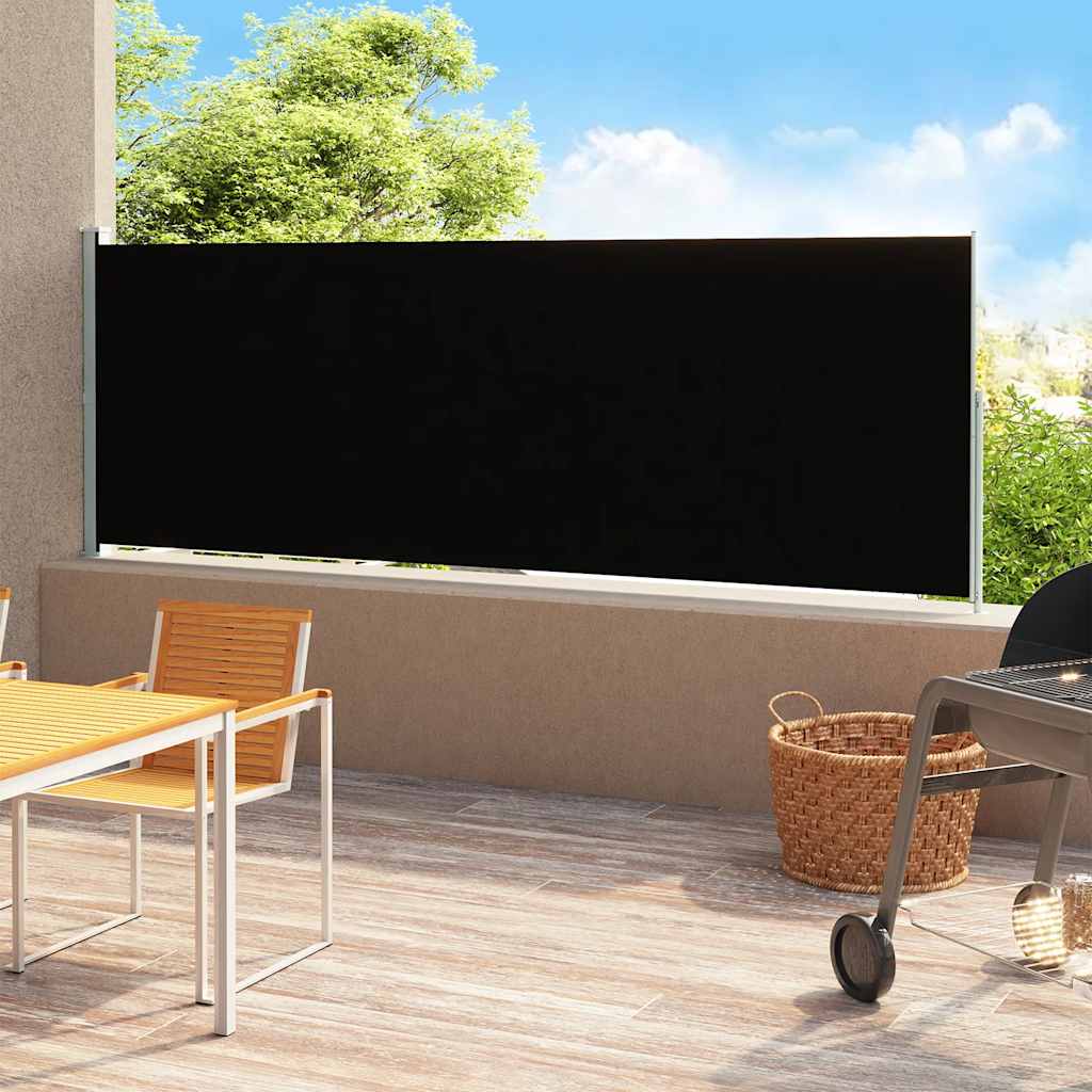 Patio Retractable Side Awning 86.6x196.9 Black