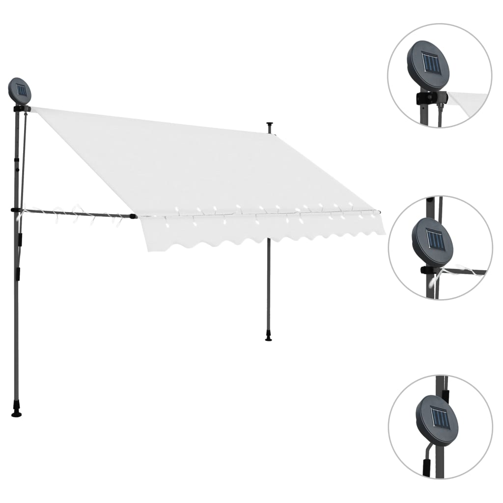 Manual Retractable Awning with LED 118.1 Cream