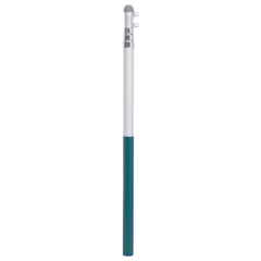 Silver telescopic aluminum flagpole extending up to 13.1 feet with a ground sleeve and hardware.