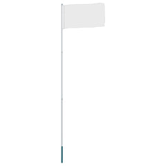 Silver 13.1-foot telescopic aluminum flagpole with white flag attached.
