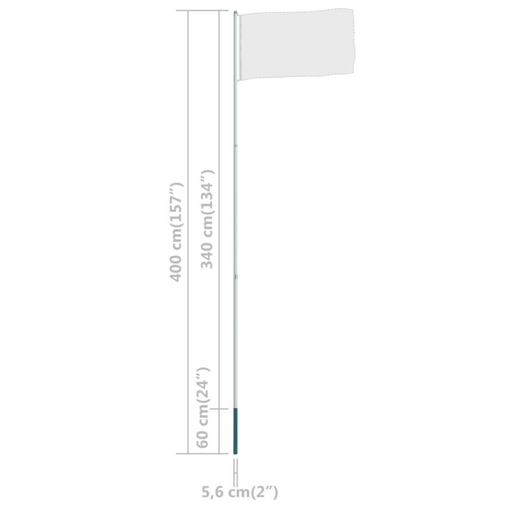 Silver telescopic aluminum flagpole extending up to 13.1 feet with ground sleeve and easy assembly.