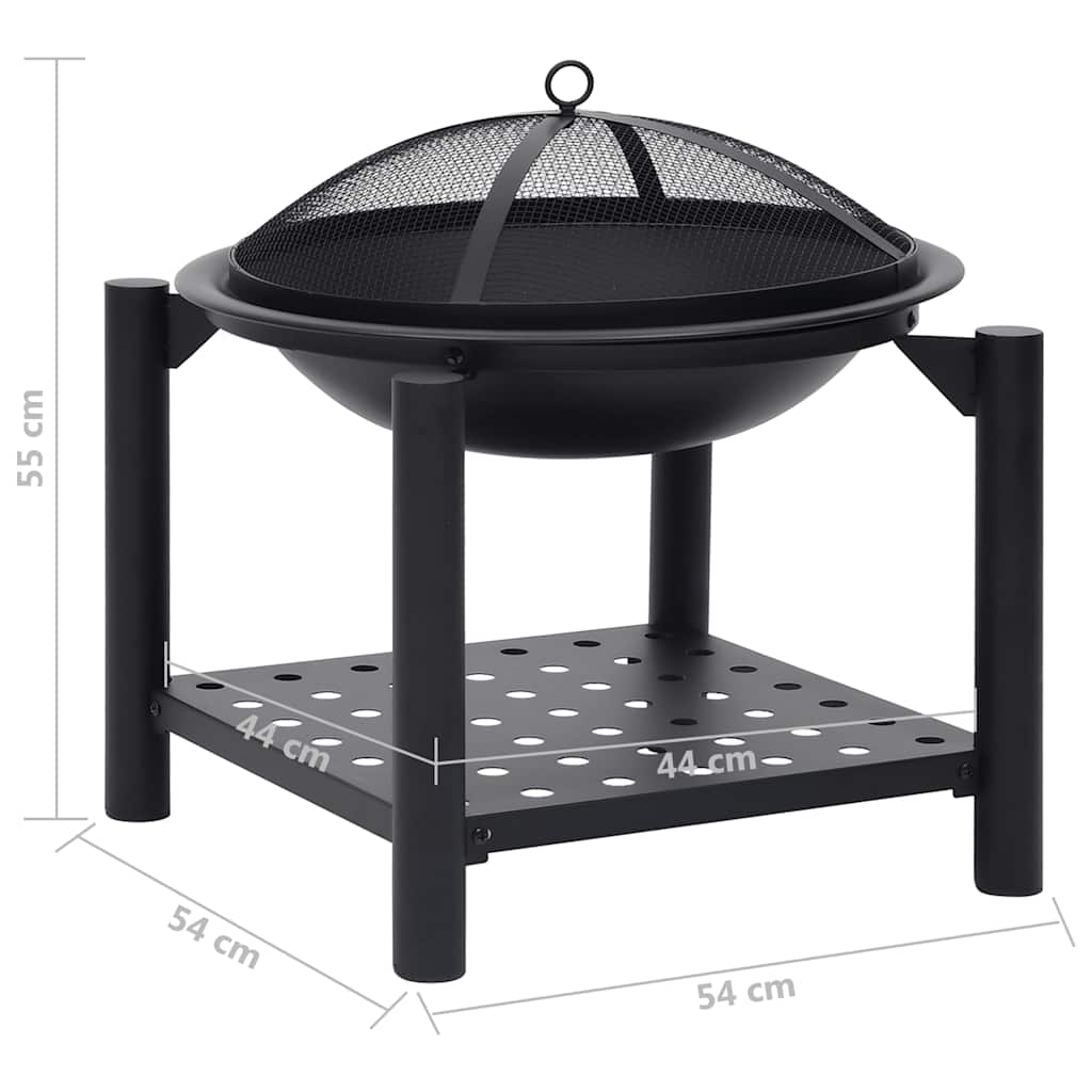 Fire Pit with Poker 21.3x21.3x21.7 Steel