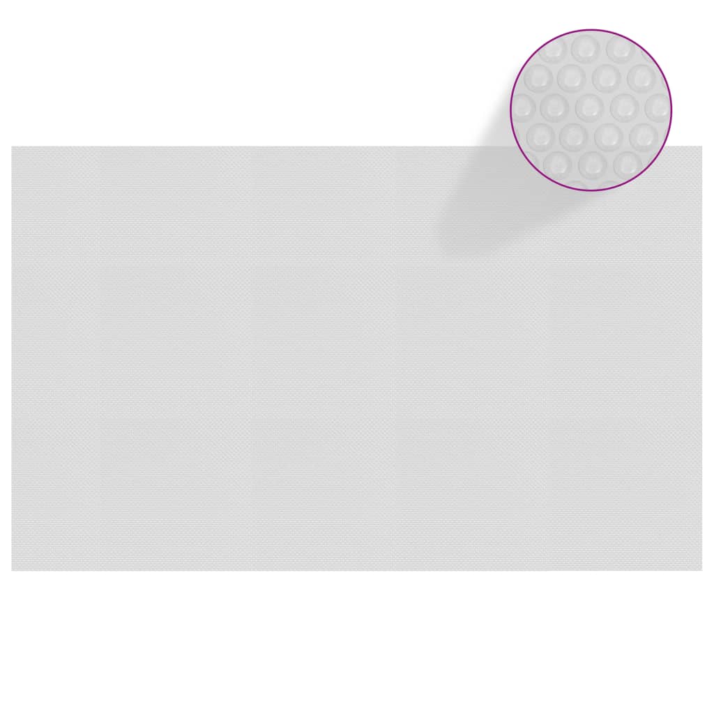 Gray 102.4x63-inch floating PE solar pool cover film with bubble texture.