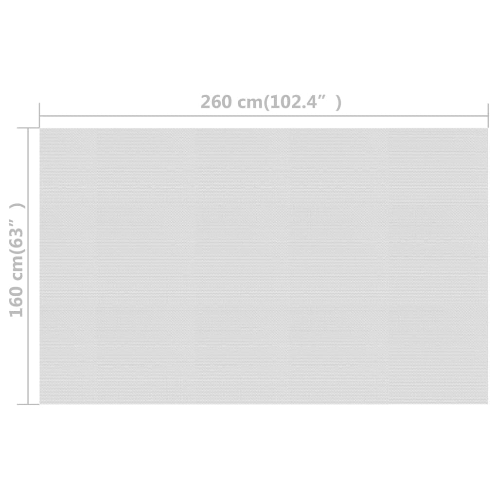Gray 102.4 x 63-inch PE solar pool cover film with dimensions diagram.