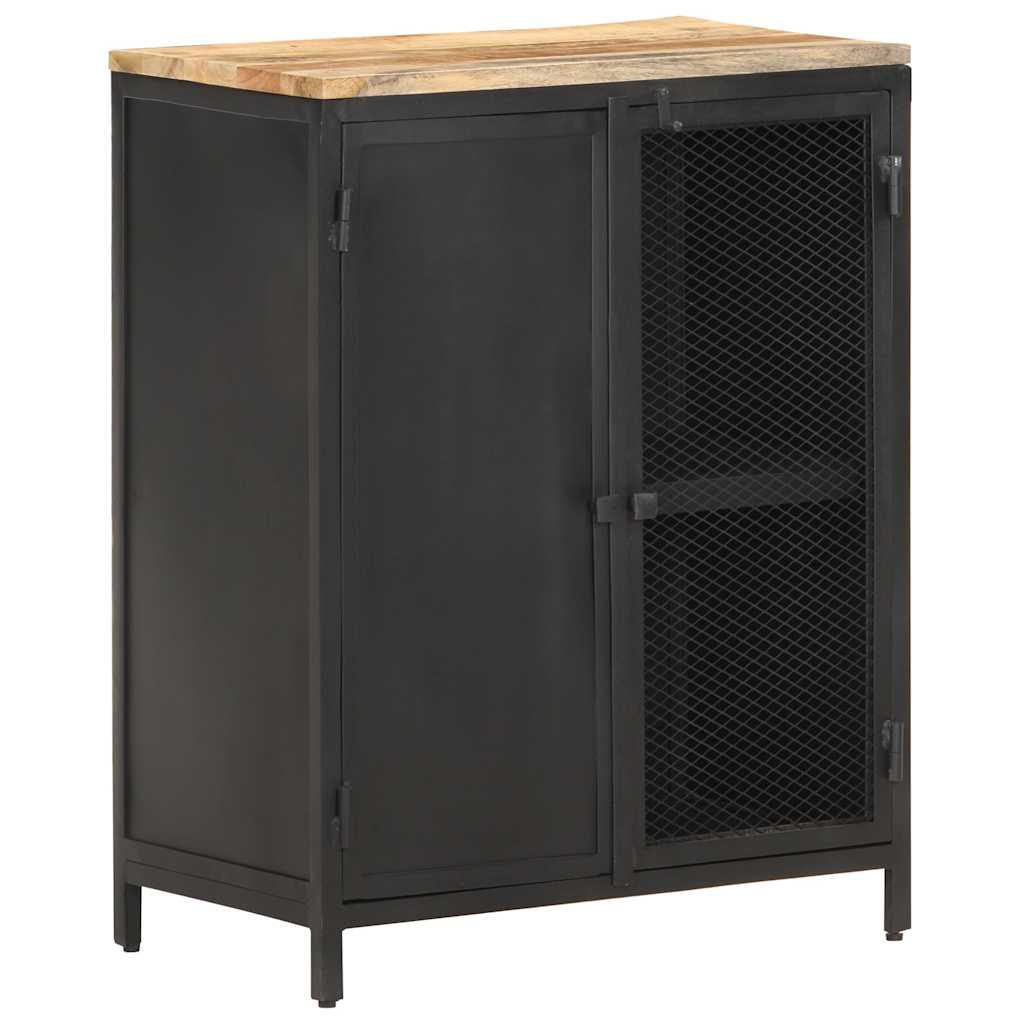 Sideboard Black Solid rough mango wood 23.6x13.8x30.7 in