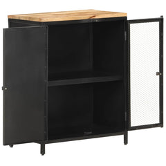 Sideboard Black Solid rough mango wood 23.6x13.8x30.7 in