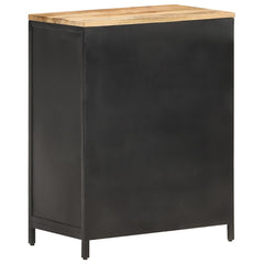 Sideboard Black Solid rough mango wood 23.6x13.8x30.7 in